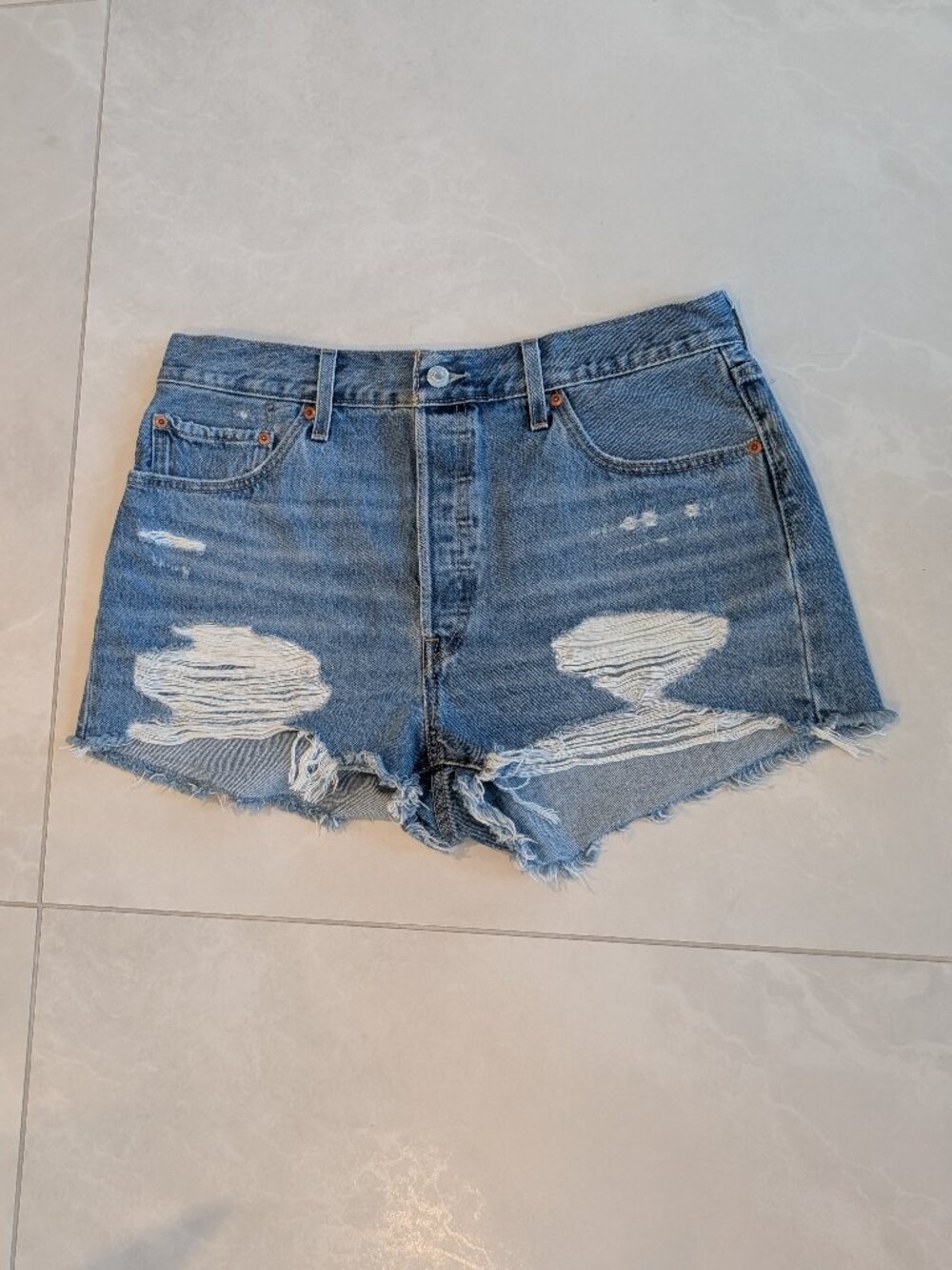 LEVI'S 501 Original Distressed Denim Cutoff Shorts - Size W34
